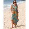 imageSAMPEEL Summer Dresses Maxi Dress Vacation Beach Sundresses 2025 with PocketsFloral Blue Orange