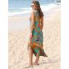 imageSAMPEEL Summer Dresses Maxi Dress Vacation Beach Sundresses 2025 with PocketsFloral Blue Orange