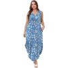 imageSAMPEEL Summer Dresses Maxi Dress Vacation Beach Sundresses 2025 with PocketsFloral Blue White