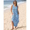 imageSAMPEEL Summer Dresses Maxi Dress Vacation Beach Sundresses 2025 with PocketsFloral Blue White