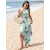 imageSAMPEEL Summer Dresses Maxi Dress Vacation Beach Sundresses 2025 with PocketsFloral Green Bamboo Leaf