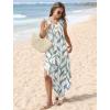 imageSAMPEEL Summer Dresses Maxi Dress Vacation Beach Sundresses 2025 with PocketsFloral Green Leaf