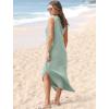 imageSAMPEEL Summer Dresses Maxi Dress Vacation Beach Sundresses 2025 with PocketsFloral Green Wave Point