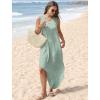 imageSAMPEEL Summer Dresses Maxi Dress Vacation Beach Sundresses 2025 with PocketsFloral Green Wave Point