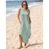 imageSAMPEEL Summer Dresses Maxi Dress Vacation Beach Sundresses 2025 with PocketsFloral Green Wave Point