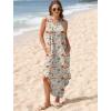 imageSAMPEEL Summer Dresses Maxi Dress Vacation Beach Sundresses 2025 with PocketsFloral Khaki Pink Blue Flowers