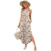 imageSAMPEEL Summer Dresses Maxi Dress Vacation Beach Sundresses 2025 with PocketsFloral Khaki Pink Blue Flowers
