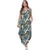 imageSAMPEEL Summer Dresses Maxi Dress Vacation Beach Sundresses 2025 with PocketsFloral Palm Leaf