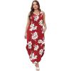 imageSAMPEEL Summer Dresses Maxi Dress Vacation Beach Sundresses 2025 with PocketsFloral Red Flowers