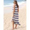 imageSAMPEEL Summer Dresses Maxi Dress Vacation Beach Sundresses 2025 with PocketsStriped Pink and Blue