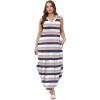 imageSAMPEEL Summer Dresses Maxi Dress Vacation Beach Sundresses 2025 with PocketsStriped Pink and Blue
