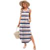 imageSAMPEEL Summer Dresses Maxi Dress Vacation Beach Sundresses 2025 with PocketsStriped Pink and Blue