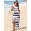 imageSAMPEEL Summer Dresses Maxi Dress Vacation Beach Sundresses 2025 with PocketsStriped Pink and Blue