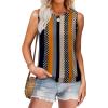 imageSAMPEEL Summer Tank Tops for Women Loose Fit Casual Round Neck Sleeveless Eyelet Tanks Trendy Vocation Outfits 2025Black Stripe