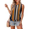 imageSAMPEEL Summer Tank Tops for Women Loose Fit Casual Round Neck Sleeveless Eyelet Tanks Trendy Vocation Outfits 2025Black Stripe