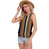 imageSAMPEEL Summer Tank Tops for Women Loose Fit Casual Round Neck Sleeveless Eyelet Tanks Trendy Vocation Outfits 2025Black Stripe
