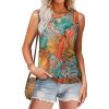 imageSAMPEEL Summer Tank Tops for Women Loose Fit Casual Round Neck Sleeveless Eyelet Tanks Trendy Vocation Outfits 2025Floral Blue