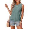 imageSAMPEEL Summer Tank Tops for Women Loose Fit Casual Round Neck Sleeveless Eyelet Tanks Trendy Vocation Outfits 2025Green
