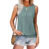 imageSAMPEEL Summer Tank Tops for Women Loose Fit Casual Round Neck Sleeveless Eyelet Tanks Trendy Vocation Outfits 2025Green
