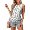 imageSAMPEEL Summer Tank Tops for Women Loose Fit Casual Round Neck Sleeveless Eyelet Tanks Trendy Vocation Outfits 2025Leaf Print