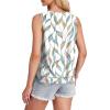 imageSAMPEEL Summer Tank Tops for Women Loose Fit Casual Round Neck Sleeveless Eyelet Tanks Trendy Vocation Outfits 2025Leaf Print