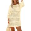 imageSAMPEEL Swimsuit Coverup for Women Beach Vacation Clothes Bathing Suit Cover Up Crochet Dresses Summer Cruise Outfits 2025Beige