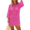 imageSAMPEEL Swimsuit Coverup for Women Beach Vacation Clothes Bathing Suit Cover Up Crochet Dresses Summer Cruise Outfits 2025Hot Pink