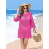 imageSAMPEEL Swimsuit Coverup for Women Beach Vacation Clothes Bathing Suit Cover Up Crochet Dresses Summer Cruise Outfits 2025Hot Pink