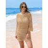 imageSAMPEEL Swimsuit Coverup for Women Beach Vacation Clothes Bathing Suit Cover Up Crochet Dresses Summer Cruise Outfits 2025Pastel Brown