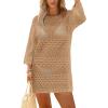 imageSAMPEEL Swimsuit Coverup for Women Beach Vacation Clothes Bathing Suit Cover Up Crochet Dresses Summer Cruise Outfits 2025Pastel Brown