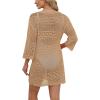 imageSAMPEEL Swimsuit Coverup for Women Beach Vacation Clothes Bathing Suit Cover Up Crochet Dresses Summer Cruise Outfits 2025Pastel Brown