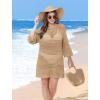 imageSAMPEEL Swimsuit Coverup for Women Beach Vacation Clothes Bathing Suit Cover Up Crochet Dresses Summer Cruise Outfits 2025Pastel Brown