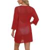 imageSAMPEEL Swimsuit Coverup for Women Beach Vacation Clothes Bathing Suit Cover Up Crochet Dresses Summer Cruise Outfits 2025Red