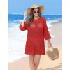 imageSAMPEEL Swimsuit Coverup for Women Beach Vacation Clothes Bathing Suit Cover Up Crochet Dresses Summer Cruise Outfits 2025Red