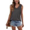 imageSAMPEEL Tank Tops for Women Cami Deep V Neck Sleeveless Shirts Womens Tees Casual Tee04dark Grey