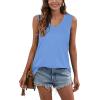 imageSAMPEEL Tank Tops for Women Cami Deep V Neck Sleeveless Shirts Womens Tees Casual Tee14baby Blue