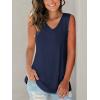 imageSAMPEEL Tank Tops for Women Cami Deep V Neck Sleeveless Shirts Womens Tees Casual TeeNavyblue