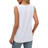 imageSAMPEEL Tank Tops for Women Summer Trendy V Neck Tops Shiny Trim Loose Fit Casual Sleeveless Shirts Fashion 2025All White
