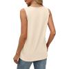 imageSAMPEEL Tank Tops for Women Summer Trendy V Neck Tops Shiny Trim Loose Fit Casual Sleeveless Shirts Fashion 2025Beige