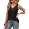imageSAMPEEL Tank Tops for Women Summer Trendy V Neck Tops Shiny Trim Loose Fit Casual Sleeveless Shirts Fashion 2025Black