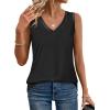 imageSAMPEEL Tank Tops for Women Summer Trendy V Neck Tops Shiny Trim Loose Fit Casual Sleeveless Shirts Fashion 2025Black