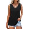 imageSAMPEEL Tank Tops for Women Summer Trendy V Neck Tops Shiny Trim Loose Fit Casual Sleeveless Shirts Fashion 2025Black