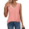 imageSAMPEEL Tank Tops for Women Summer Trendy V Neck Tops Shiny Trim Loose Fit Casual Sleeveless Shirts Fashion 2025Coral