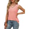 imageSAMPEEL Tank Tops for Women Summer Trendy V Neck Tops Shiny Trim Loose Fit Casual Sleeveless Shirts Fashion 2025Coral
