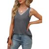 imageSAMPEEL Tank Tops for Women Summer Trendy V Neck Tops Shiny Trim Loose Fit Casual Sleeveless Shirts Fashion 2025Dark Gray