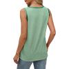 imageSAMPEEL Tank Tops for Women Summer Trendy V Neck Tops Shiny Trim Loose Fit Casual Sleeveless Shirts Fashion 2025Fresh Green