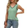 imageSAMPEEL Tank Tops for Women Summer Trendy V Neck Tops Shiny Trim Loose Fit Casual Sleeveless Shirts Fashion 2025Fresh Green