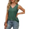 imageSAMPEEL Tank Tops for Women Summer Trendy V Neck Tops Shiny Trim Loose Fit Casual Sleeveless Shirts Fashion 2025Green