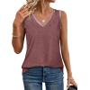imageSAMPEEL Tank Tops for Women Summer Trendy V Neck Tops Shiny Trim Loose Fit Casual Sleeveless Shirts Fashion 2025Maroon