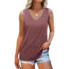 imageSAMPEEL Tank Tops for Women Summer Trendy V Neck Tops Shiny Trim Loose Fit Casual Sleeveless Shirts Fashion 2025Maroon